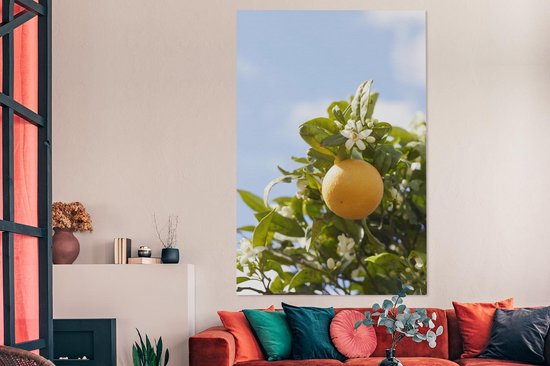 Gros plan d'orange sur la toile arbre 2cm 120x180 cm - Tirage photo sur toile (Décoration murale salon / chambre) / Arbres Peintures sur toile XXL / Groot format!
