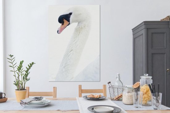 Tableau sur toile Cygne sur fond blanc - 80x120 cm - Décoration murale