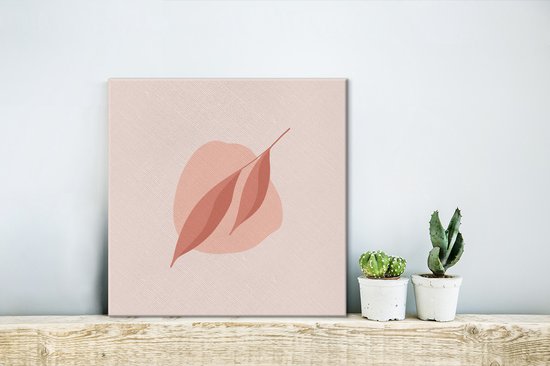 Impressions sur Peintures - Illustration Abstraite Feuille Rose - 20x20 cm - Décoration murale