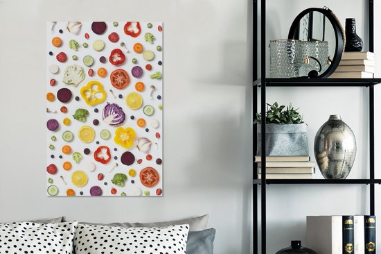 Légumes sur une table toile 2cm 40x60 cm - Tirage photo sur toile (Décoration murale salon / chambre)