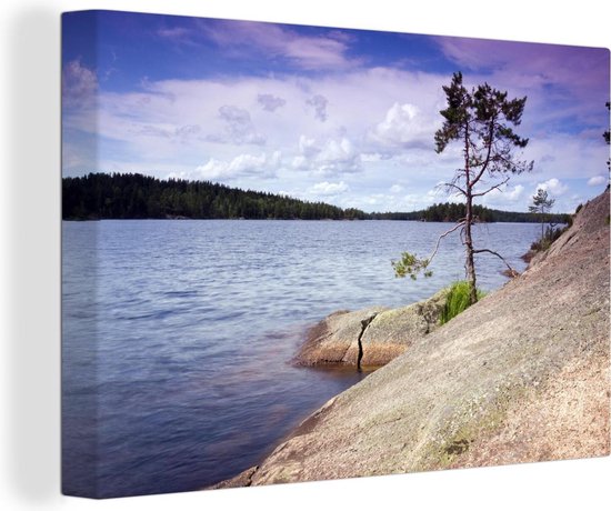 Tableau sur toile Ciel coloré sur le parc national de Tiveden en Suède - 150x100 cm - Décoration murale
