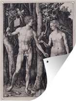 Tuinposter - Tuindoek - Tuinposters buiten - Adam en Eva - schilderij van Albrecht Dürer - 90x120 cm - Tuin