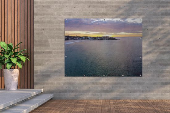 Décoration murale extérieure Coucher de soleil sur la mer de Bondi Beach - 160x120 cm - Toile jardin - Poster extérieur
