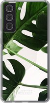 6F hoesje - geschikt voor Samsung Galaxy S21 FE -  Transparant TPU Case - Tropical Plants #ffffff