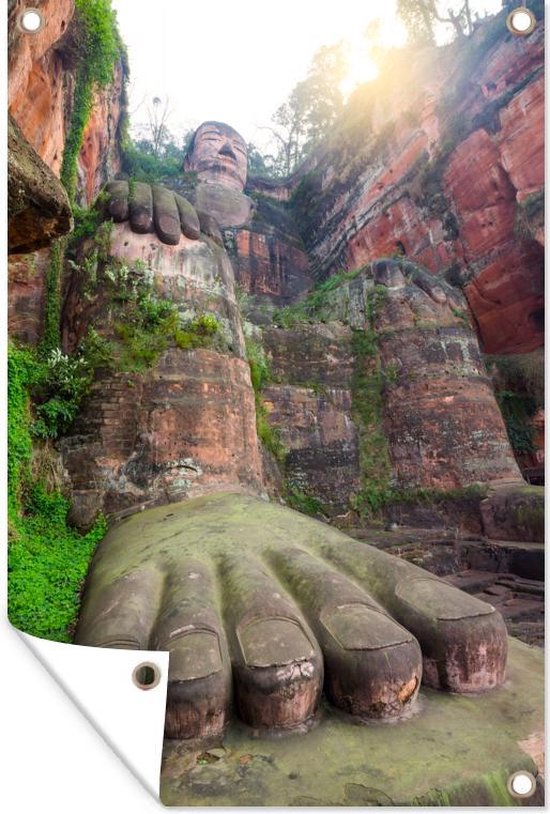 Tuinposters buiten Voet van de Aziatische Grote Boeddha van Leshan in China - 60x90 cm - Tuindoek - Buitenposter