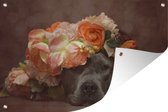 Muurdecoratie Hond - Pitbull - Oranje - 180x120 cm - Tuinposter - Tuindoek - Buitenposter