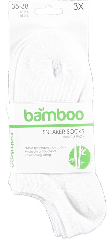 Apollo 3-paar bamboe sneaker sokken - 46 - Wit