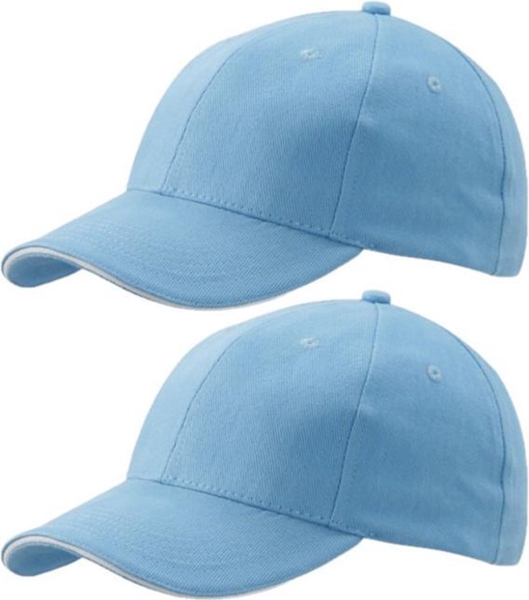 6x stuks lichtblauwe baseball cap 100% katoen - voor volwassenen - voordelige petjes