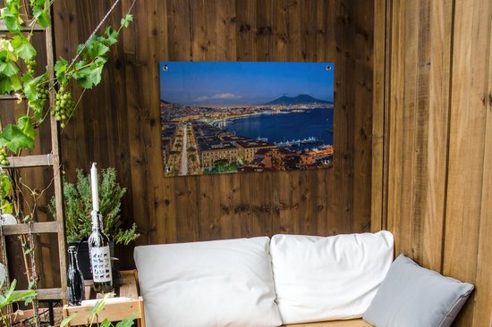 Poster Ciel bleu sur la mer et sur le jardin italien de Naples 90x60 cm - Toile de jardin / Toile d'extérieur / Peintures pour l'extérieur (décoration de jardin)