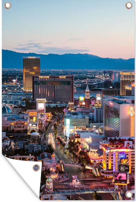 Tuindecoratie Neon - Las Vegas - Amerika - 40x60 cm - Tuinposter - Tuindoek - Buitenposter