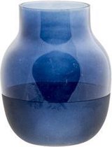 Vaas voor Bloemen - Bloempot - Modern Blauw - 15,5x15,5x19cm - Rond Glas