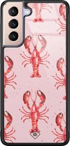 Samsung S21 hoesje glass - Lobster all the way | Samsung Galaxy S21  case | Hardcase backcover zwart