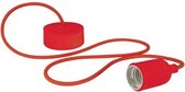 Siliconen hanglamp met textielkabel, 100 cm, verstelbaar, fitting E27, rood