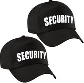 2x stuks zwarte security verkleed pet / baseball cap voor jongens en meisjes - verkleedhoofddeksel