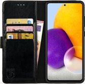 Rosso Element Book Case Wallet Hoesje Geschikt voor Samsung Galaxy A72 | Portemonnee | 3 Pasjes | Magneetsluiting | Stand Functie | Zwart
