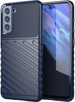 Thunder Design Hoesje Geschikt voor Samsung Galaxy S21 FE | Back Cover | Schokbestendig | Dunne Hoes | Flexibel TPU | Blauw