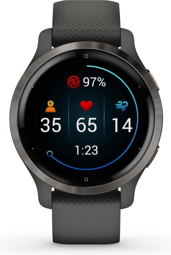 Garmin Venu 2s Health Smartwatch - Amoled touchscreen - Stappenteller - 5ATM Waterdicht - Grey/Gunmetal