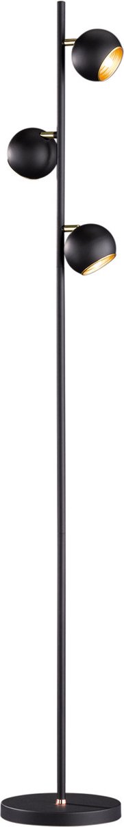 LED Vloerlamp - Trion Dakani - G9 Fitting - 3-lichts - Rond - Mat Zwart - Aluminium