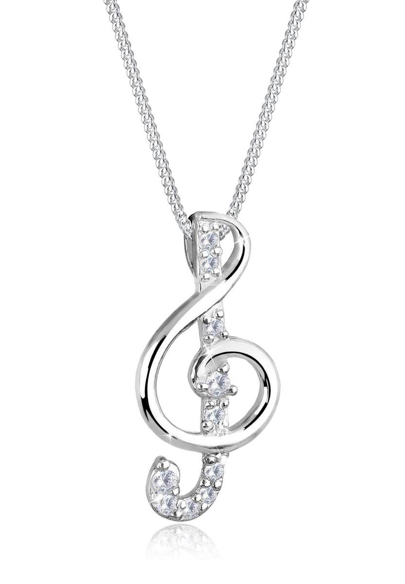 Elli - Halsketting - Notenschlüssel Zirkonia 925 Sterling Silber - Dames