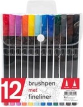 Verhaak Brushpennen/Fineliner 15 Cm 12 Stuks