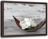 Foto in frame , Orchidee op hout , 120x80cm , Multikleur , Premium print
