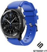 Strap-it Siliconen smartwatch bandje - geschikt voor Samsung Galaxy Watch 1 46mm / Galaxy Watch 3 45mm / Gear S3 Classic & Frontier - blauw