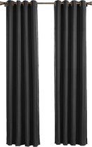 Bol.com Larson - Luxe effen blackout gordijn - met ringen - 3 meter - Zwart aanbieding