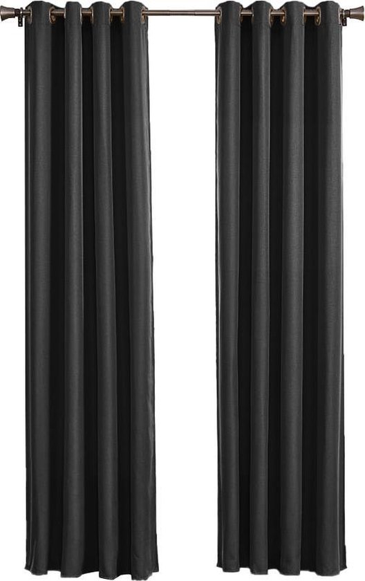Larson - Luxe effen blackout gordijn met ringen – zwart 3x2.5m – Verduisterend & kant en klaar – per stuk
