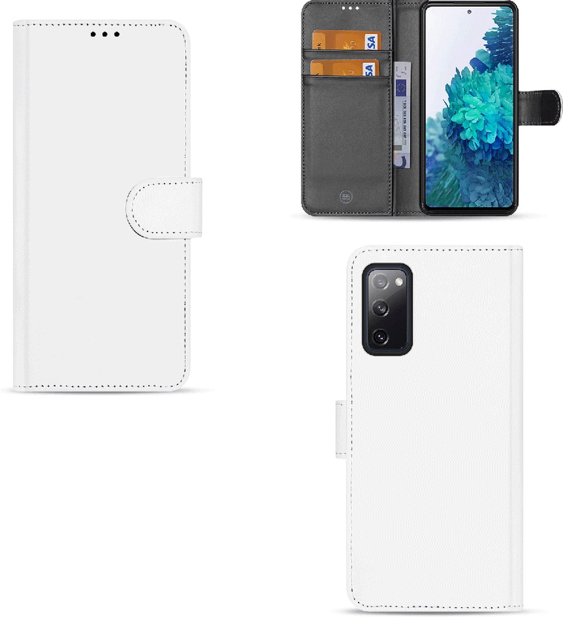 Bookcase Samsung Galaxy S20 FE Hoesje Wit met Pasjeshouder