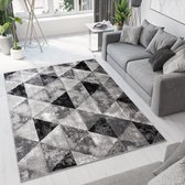 Tapiso Bali PP Vloerkleed Woonkamer Slaapkamer Grijs Design Interieur Woonsfeer Modern Geometrisch Duurzaam Hoogwaardig Tapijt Maat - 180x250