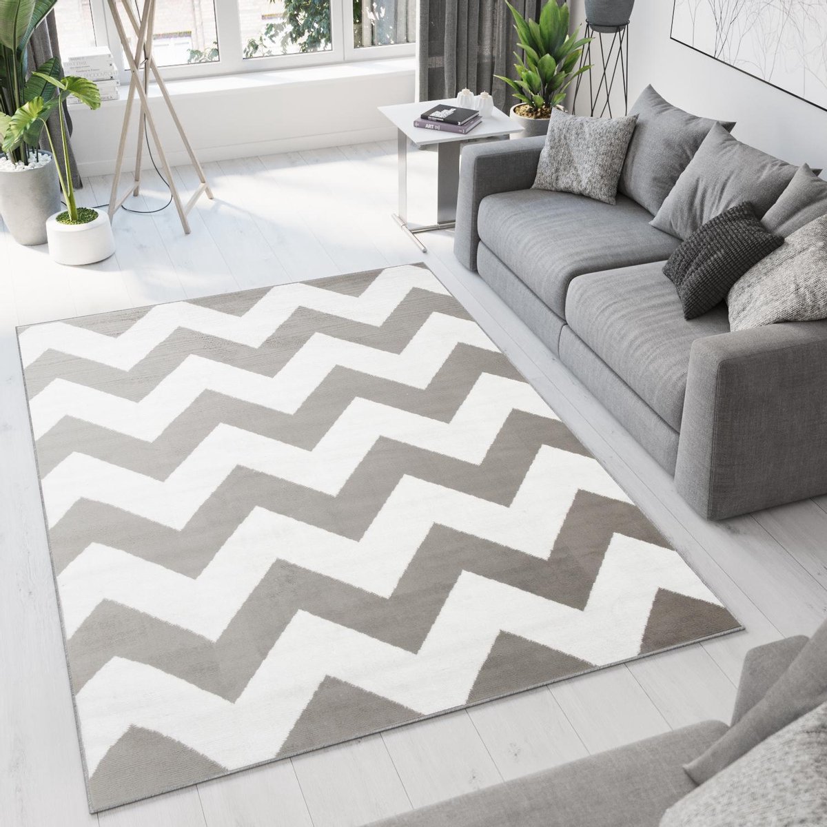 Tapiso Bali PP Vloerkleed Wit Lichtgrijs Laagpolig Tapijt Modern Maat- 250x350 Grijs 23