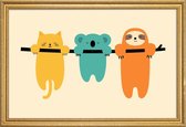 JUNIQE - Poster met houten lijst Hang in There -40x60 /Kleurrijk