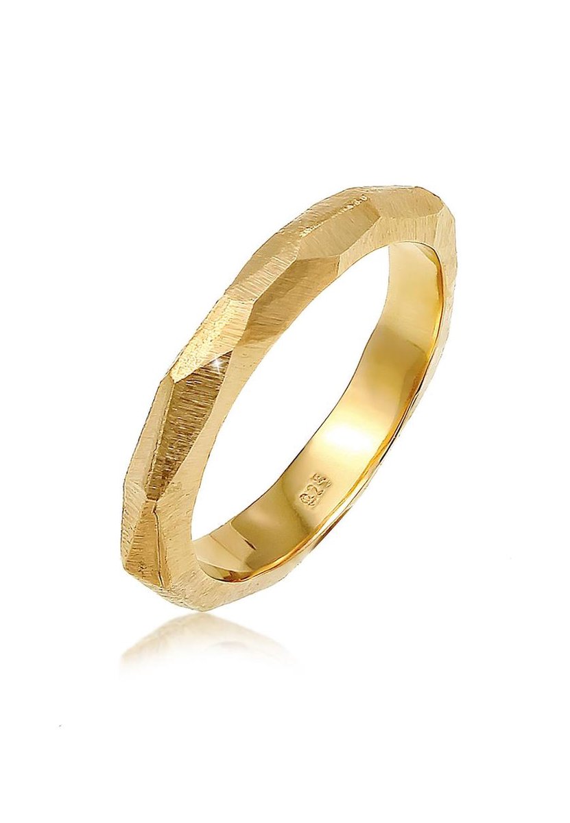 Elli PREMIUM - Ring - Dames Koppel Vertrouwen Mat Geo Look in verguld 925 Sterling Zilver - Dames