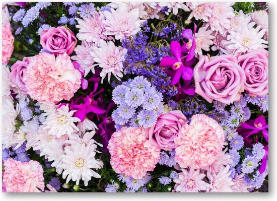 Roze en Paarse Bloemen | Canvas Liggend | Natuur | Bloemen