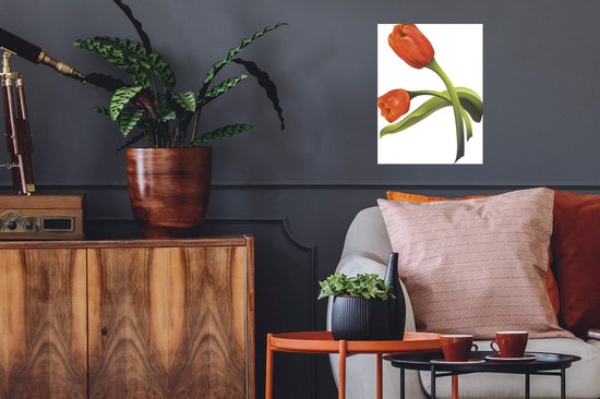 Sticker Muursticker Tulipe orange illustration - illustration de deux tulipes oranges - 30x40 cm - film adhésif autocollant - sticker mural repositionnable