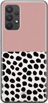 Samsung A32 4G hoesje siliconen - Stippen roze | Samsung Galaxy A32 4G case | Roze | TPU backcover transparant