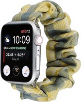 By Qubix Elastisch scrunchie nylon bandje - Geel - Blauw - Geschikt voor Apple Watch 38mm - 40mm - 41mm - Compatible Apple watch bandje - smartwatch