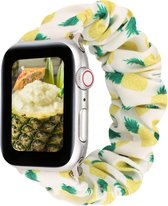By Qubix Elastisch scrunchie nylon bandje - Ananasprint - Geschikt voor Apple Watch 38mm - 40mm - 41mm - Compatible Apple watch bandje - smartwatch
