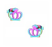 Aramat jewels ® - Regenboog zweerknopjes kroontjes oorbellen chirurgisch staal 8mm