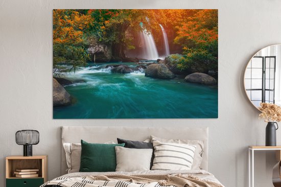 Tableau sur toile Chutes d'eau d'eau en automne dans le parc national de Na Haew en Thaïlande - 150x100 cm - Décoration murale