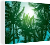 Peintures sur toile - La canopée des palmiers et le soleil dans le ciel bleu - 80x60 cm - Décoration murale