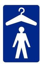 Garderobe man sticker, blauw wit, staand 400 x 250 mm