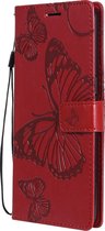 OPPO Reno 4 Hoesje - Mobigear - Butterfly Serie - Kunstlederen Bookcase - Rood - Hoesje Geschikt Voor OPPO Reno 4