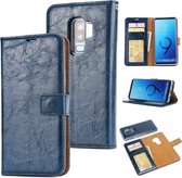Voor Samsung Galaxy S9+ Crazy Horse Textuur Afneembare Magnetische Achterkant Horizontale Flip Lederen Case met Houder & Kaartsleuven & Fotolijst & Portemonnee (Blauw)