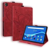 Voor Lenovo Tab M10 Plus TB-X606F TB-X606X Liefde Vlinderpatroon Horizontale Flip Lederen Case met Houder (Rood)