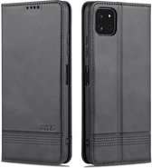 Voor Samsung Galaxy A22 5G AZNS Magnetische Kalf Textuur Horizontale Flip Leather Case met Kaartsleuven & Houder & Portemonnee (Zwart)