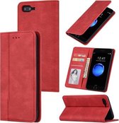 Skin Feel Pressure Line Magnetische horizontale flip lederen tas met houder & kaartsleuf & portemonnee & fotolijst voor iPhone 6 / 6s (rood)