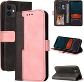 Zakelijke stiksels-kleur horizontale flip PU lederen tas met houder & kaartsleuven & fotolijst voor iPhone 11 Pro Max (roze)