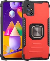 Voor Samsung Galaxy M31s Fierce Warrior-serie Armor All-inclusive schokbestendig aluminium + TPU-beschermhoes met ringhouder (rood)