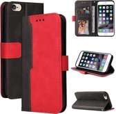Zakelijke stiksels-kleur horizontale flip PU lederen tas met houder & kaartsleuven & fotolijst voor iPhone SE 2020/8/7 (rood)